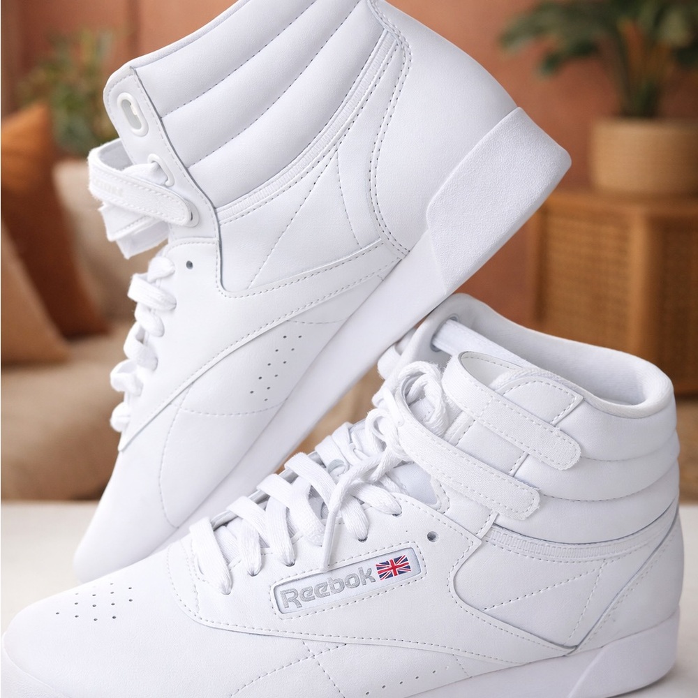 Reebok White High-Top Sneakers with Strap